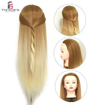 

24 Inch Synthetic Training Mannequin Head Hairdressing Dolls Head Cosmetology Braiding Dummy Mannequin Heads Table Clamp Stand
