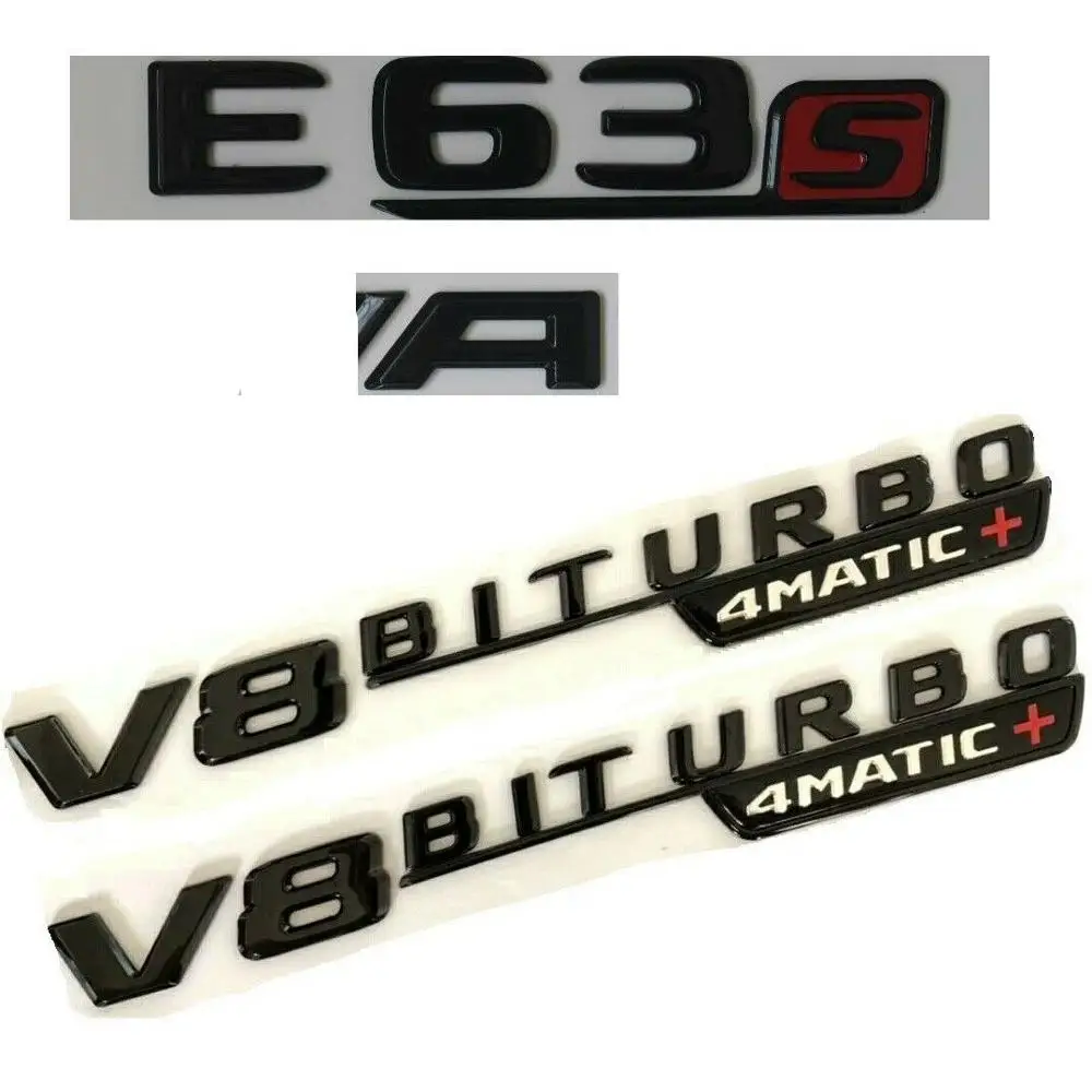 Glossy Black Черный глянец для E63s Для AMG V8 BITURBO 4matic+ эмблемы значки для Mercedes Benz W213 - Цвет: Glossy Black