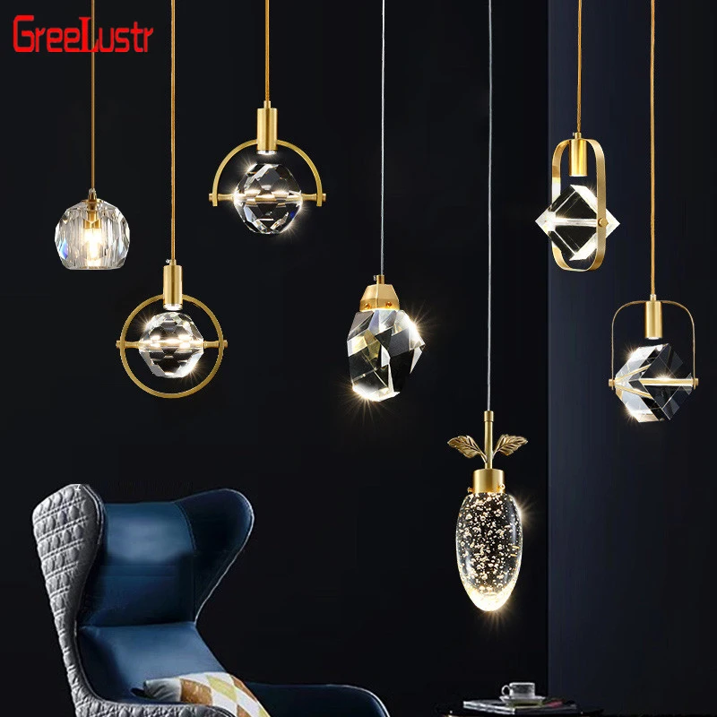 

Luxury K9 Crystal Led Pendant Light Fixtures Nordic Gold Home Deco Suspension Luminaire Indoor Lighting Loft Lustres