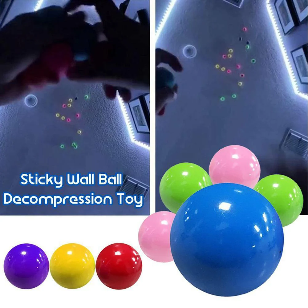 Nnoctilucous-pelota de pared adhesiva para niños, juguete de descompresión, pelota de Squash