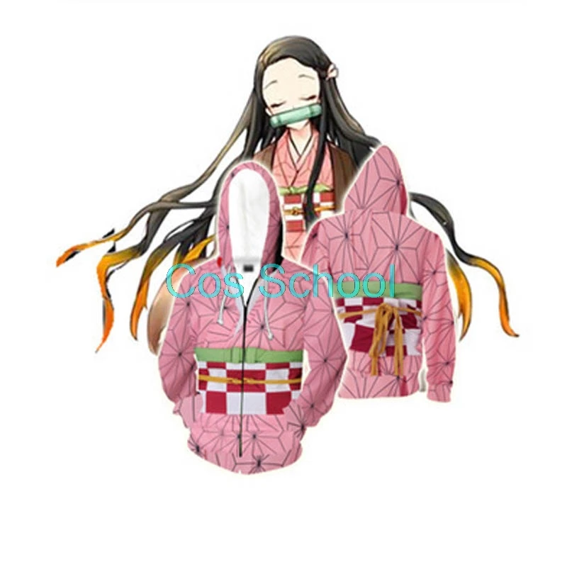 Cos, школьный демон, убийца, Kimetsu no Yaiba Kamado Tanjirou Nezuko, толстовки Giyuu Zenitsu Kochou Shinobu, костюмы, куртки, пальто - Цвет: B