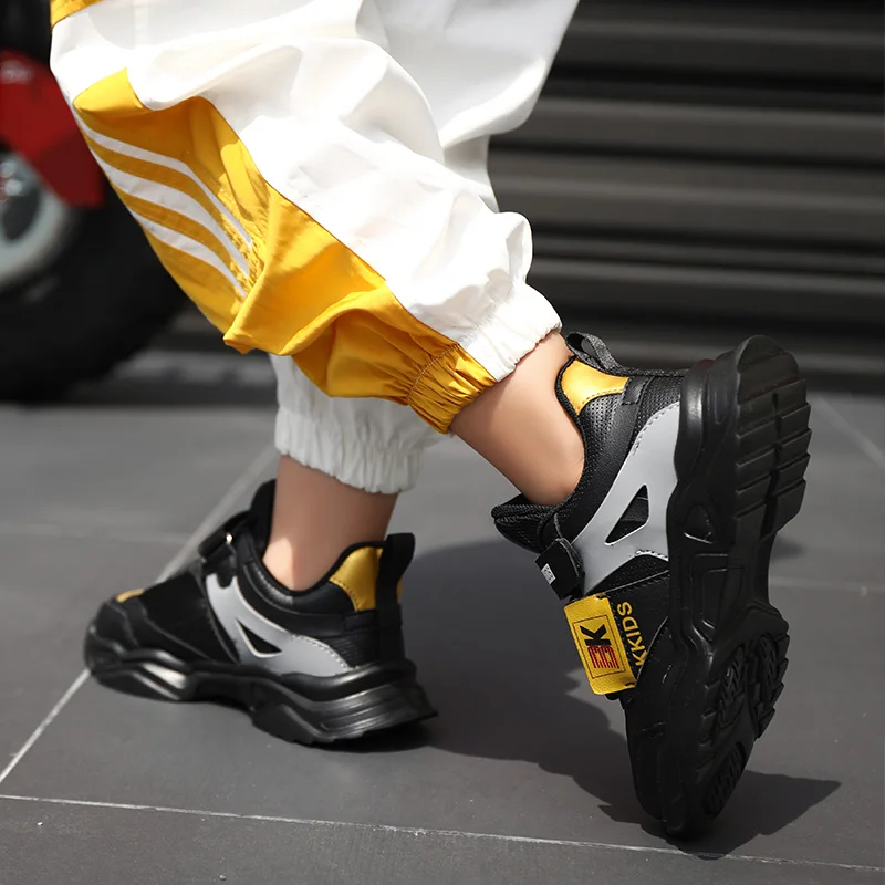 Весна-Осень, спортивная обувь для больших мальчиков, дизайнерские кроссовки для подростков, черная детская спортивная обувь, роскошная Брендовая обувь на плоской подошве для мальчиков