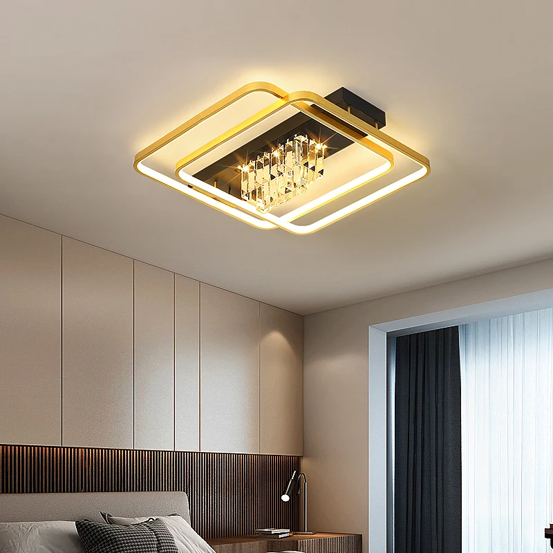 

Modern Led Golden Ceiling Lights for Living Room Luxury Crystal Ceiling Chandelier for Bedroom Restaurant Dining Ceiling Lamp