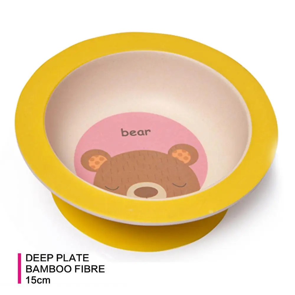 Fissman Bamboo Fibre Plate Kid Dinnerware Dish with Anti-slip Silicone Base - Color: 6inch plate