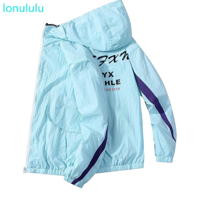 

2020 new type printed hooded sunscreen men's summer ultra thin outerwear, breathable sunscreen, sports fast drying skin suit