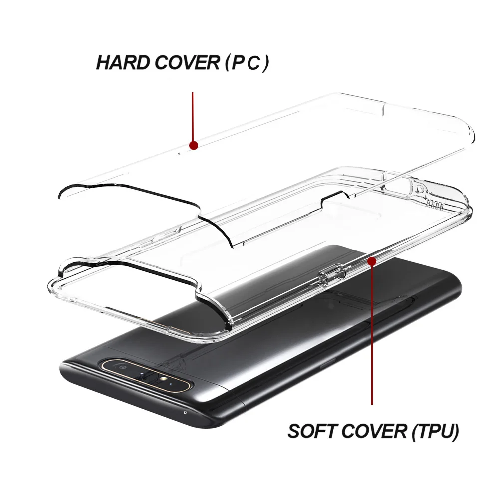 Transparent TPU For Samsung Galaxy A40 A50 A50s A51 Case Hard PC 2 in 1 Phone 5