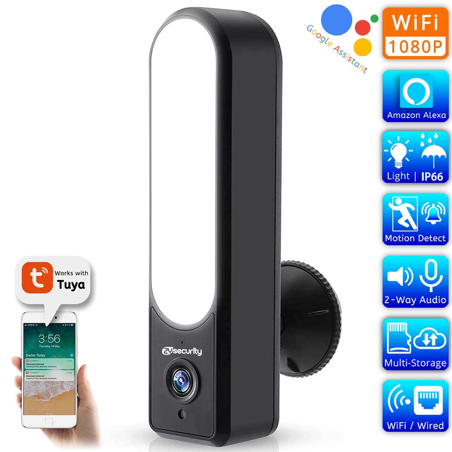 Умная Wi-Fi камера с прожектором Tuya беспроводная уличная видеонаблюдения 1080P со