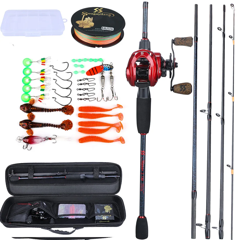 Sougayilang Portable Travel Fishing Combo 1.8 2.4m Casting Fishing Rod