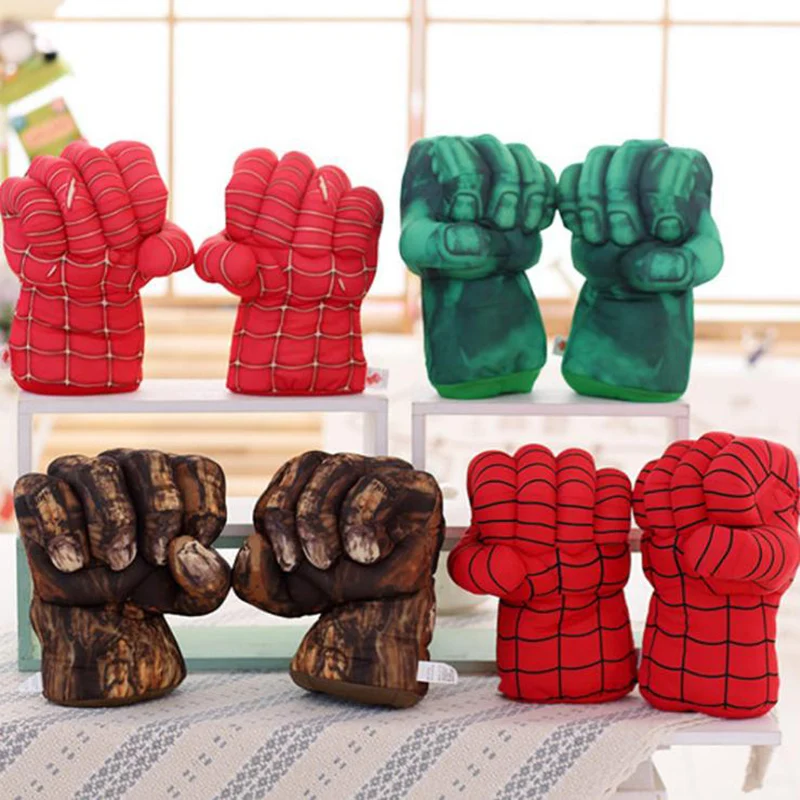 Мягкие хлопковые боксерские перчатки Marvel Мстители для косплея, вечерние супергерои, Человек-паук, Халк, Железный человек, кулак, плюшевая кукла в подарок для детей