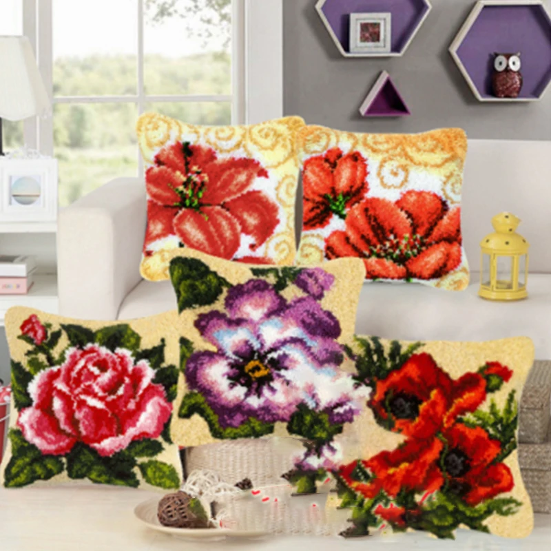 Flowers Pillow Adult Latch Hook Kits 1 | Flowers Pillow Adult Latch Hook Kits 1