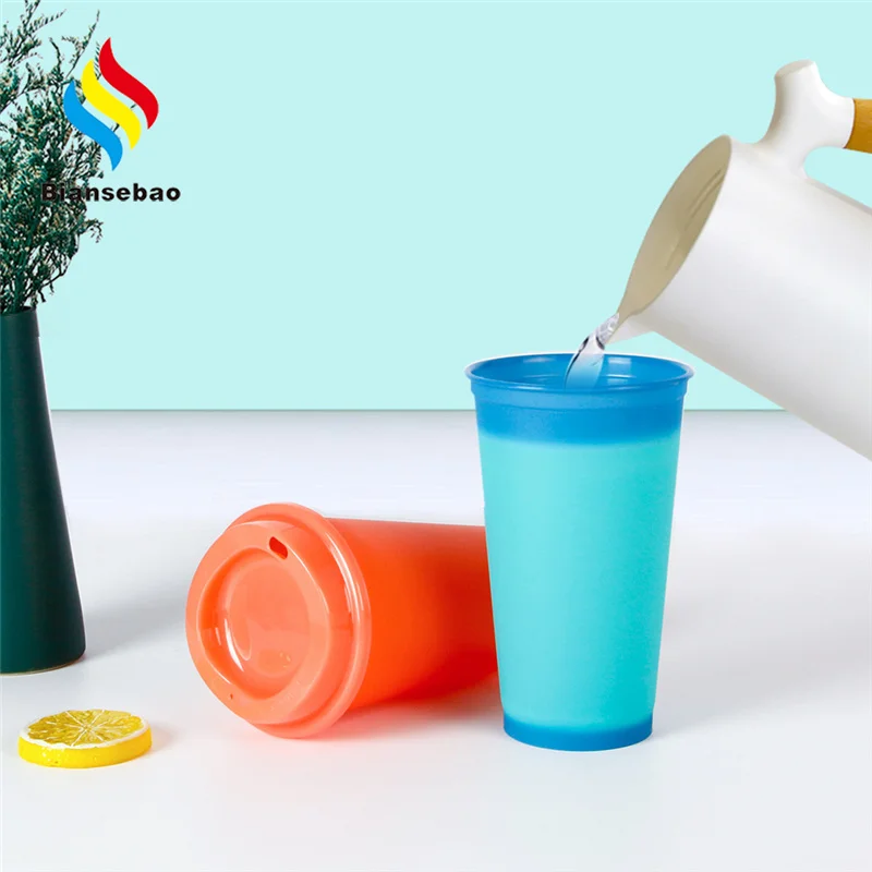 Color Changing Cups With Lids 473ml Reusable Bpa Free Creative Hot Drink Cups For Kids Drinkware Kitchen Dining Bar