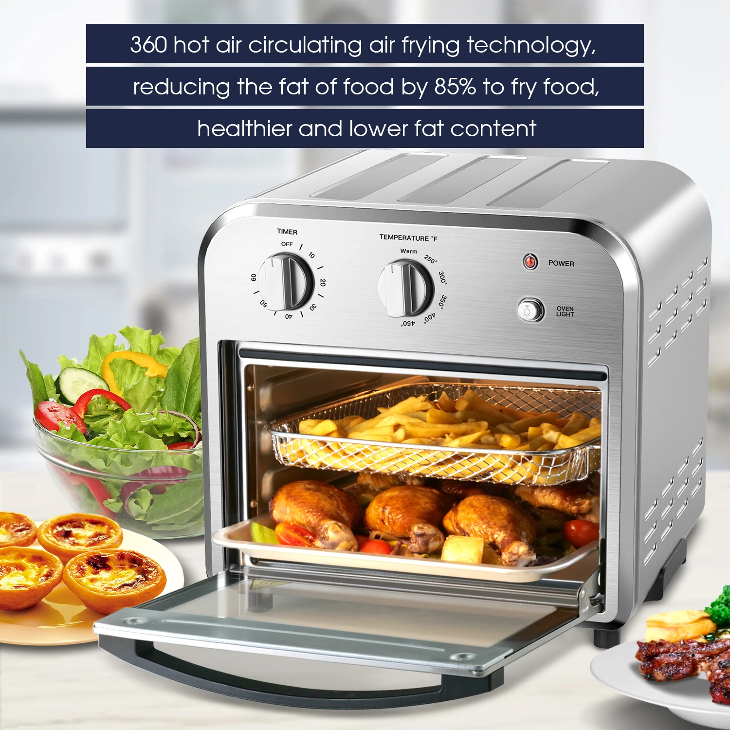10 Liter Air Oven  Air Fryer, Multifunctional oven, <br>Healthy and Oil Free - Image 6