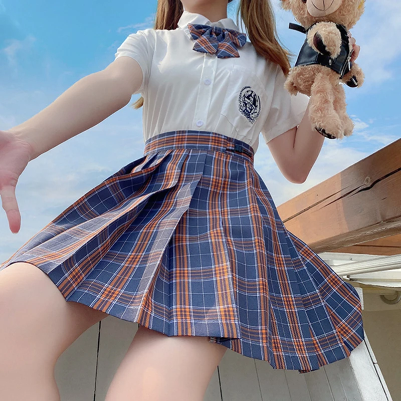 

Women Preppy Kawaii Mini Skirts Ladies Summer Autumn Fashion Japan High Waist A-Line Plaid Pleated Skirt Harajuku School Uniform