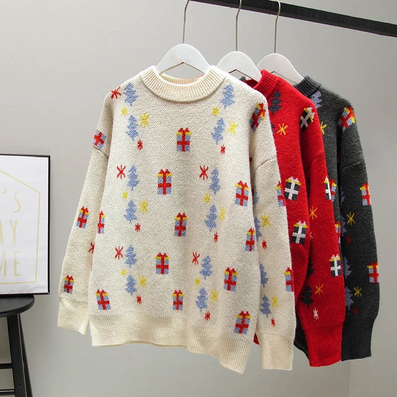 

medium and long round neck outer wearing sweater women's Korean version versatile round neck loose sweater trend