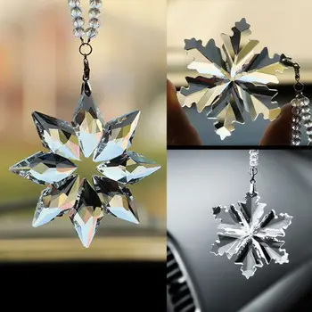 

Car Snowflakes Pendant Transparent Rhinestone Decors Beautiful Hanging Ornament