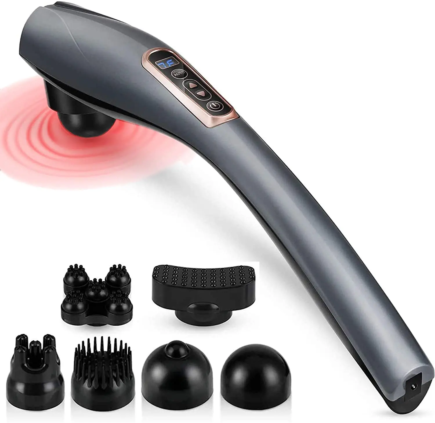 Rechargeable Hand Held Deep Massager for Muscles Neck Cordless Electric Body Massage with Port Design Deep Tissue Back Massager
