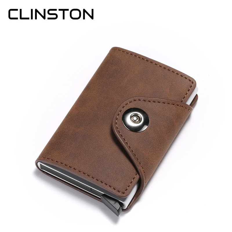 Новинка 2020 винтажный кошелек с Rfid-защитой и застежкой маленький тонкий кожаный