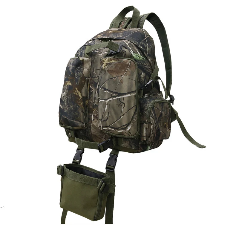 Tactical Hunting Backpack with Bow Rifle Holder Gun Carry Camo Archery Day Pack 