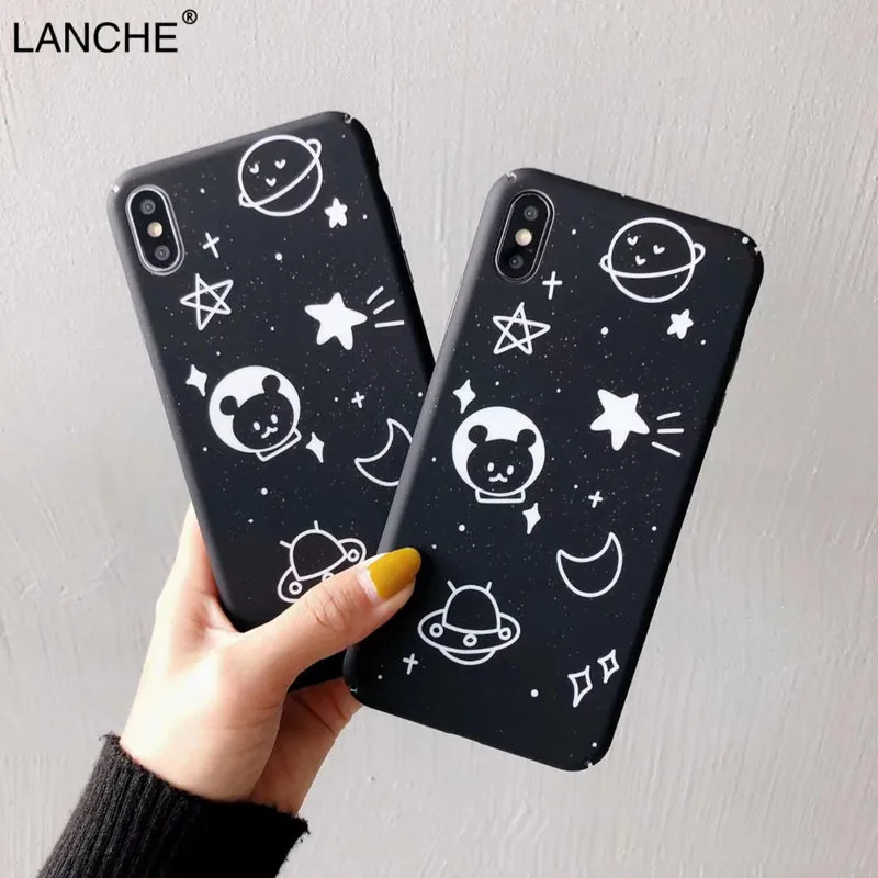 LANCHE For Huawei P20 P30 Lite Mate 20 Pro Case On Honor 10 8X 9X 9 V10 V9 Black Hard Matte Plastic Cartoon Phone Cover |