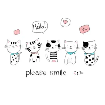 

Cartoon Smiling Cat Combination Wall Sticker bedroom living room kids rooms decoration for home decor stickers nursery wallpaper
