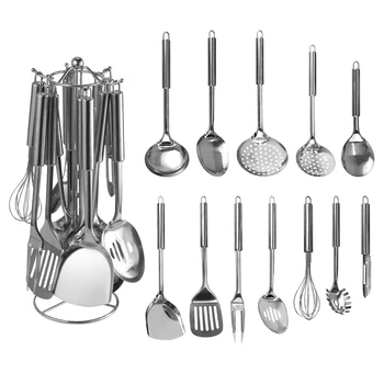 

12pcs Stainless Steel Kitchen Cooking Utensils Set + Utensil Hanger Nonstick Utensils Cookware Set Spatula Gadgets Home Cooking