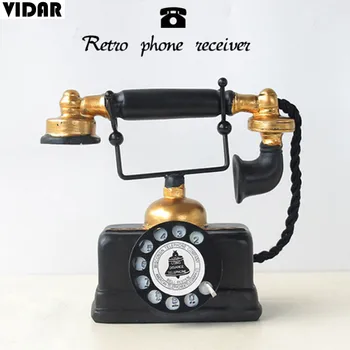 

VIDAR Resin Vintage Retro Dial Black Telephone Model Living Room Home Decor Bar Restaurant Decoration Movie Props Photo Items