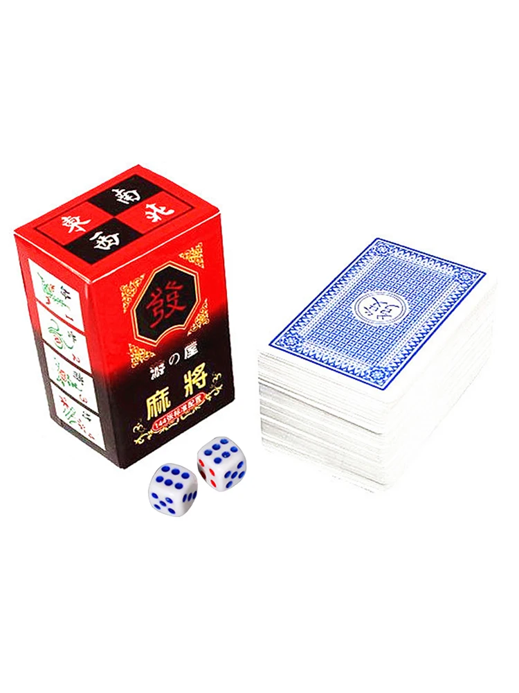 Chinese Traditional Mahjong Playing Cards With 2 Dices For Fun Family Friend Table Game 144 Cards/Set | Спорт и развлечения