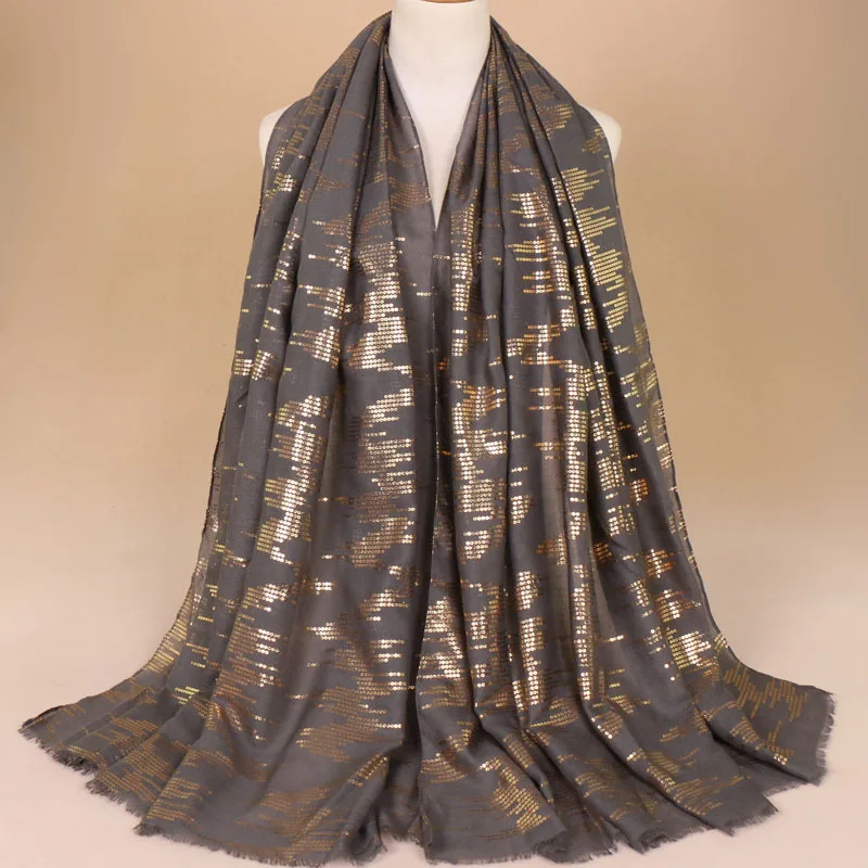 Хлопковый Блестящий мусульманский однотонный шарф Национальный Ветер Длинные шарфы для женщин накидка шаль палантин 28