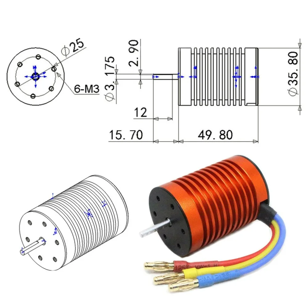 13 лет 3000KV бесщеточный мотор+ Водонепроницаемый 60A бесщеточный ESC для 1/10 RC автомобиль грузовик#1020