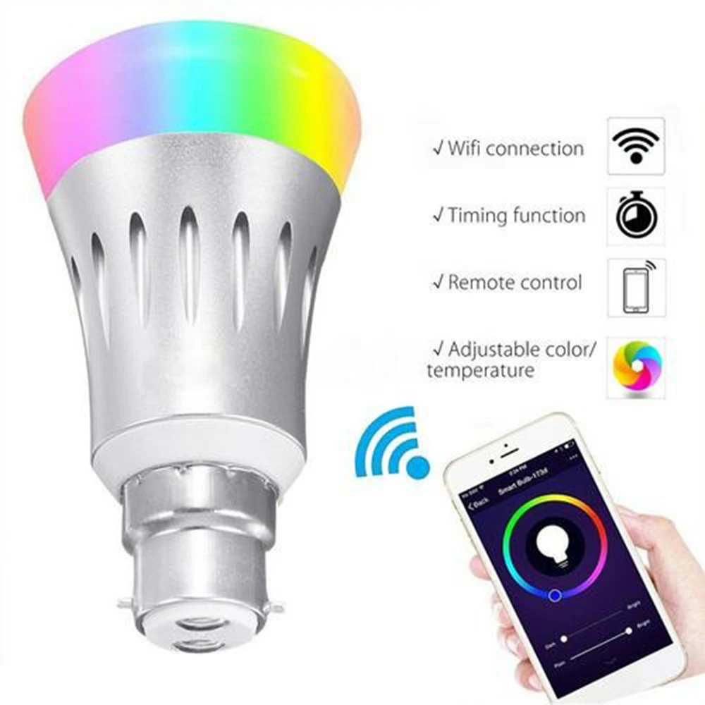 

Cellphone APP WiFi Voice Contro LED Bulb RGB Energy Saving Dimming Colorful Smart Light Bulbs Compatible Alexa Google