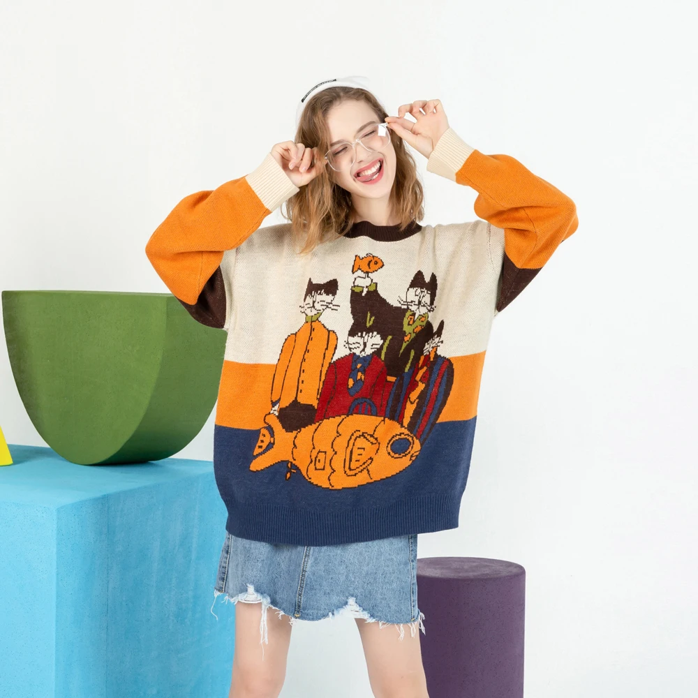 OSCN7 забавные свитера оверсайз для мужчин 2020 зимние высокие уличные модные