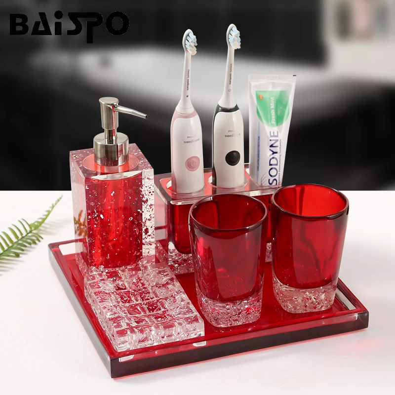 5 шт./набор набор аксессуаров для ванной|toothbrush holder|bathroom accessories setbathroom acrylic |