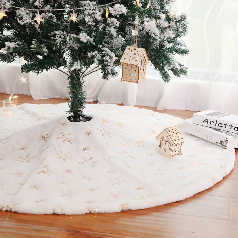 Новинка 90 см 122 см Красивая Белая елка юбка с вышивкой Снежинка Рождественская елка украшение для дома счастливый год
