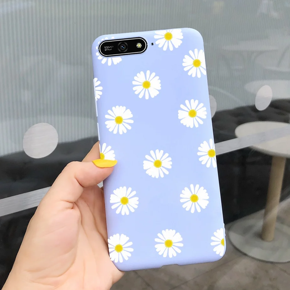 Cute Sunflower Case For Huawei Y6 2018 Case Y 6 2018 Soft Silicone Cover For Huawei Y6 Prime 2018 Phone Cases 6.21'' Bumper Bags cell phone pouch with strap