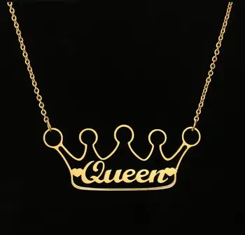 

Handmade Custom Name Personalized Crown Name Necklaces for Women Men Stainless Steel Jewelry Statement Choker Bijoux