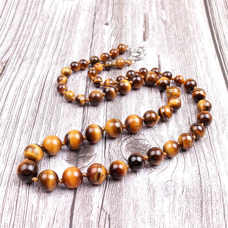 

Natural Tiger Eye Stones Necklace Tribal Jewelry For Men