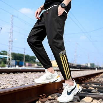 

Men's Multi-Pocket Pants Casual Nylon Midweight Ankle-Length Pants 2020 Spring Back Pocket For Male Loose Korean Trousers