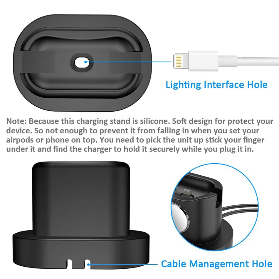 3 в 1 зарядная док-станция Мягкая силиконовая мини Портативная настольная Зарядная база подставка держатель для AirPods чехол+ iWatch+ зарядное устройство для iPhone