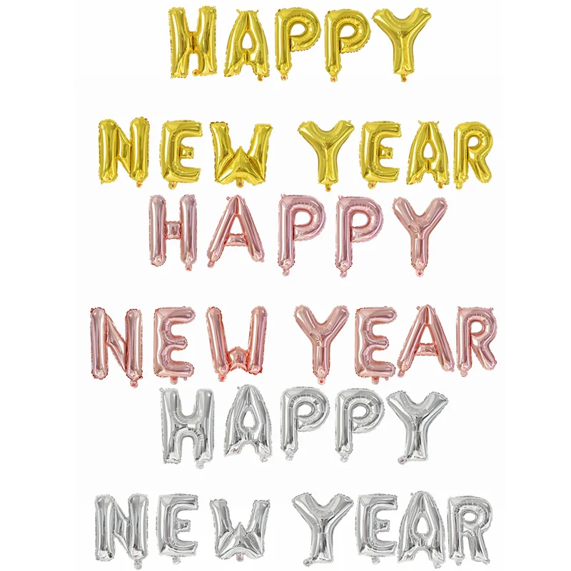 Happy New Year Decorations 2022 Christmas Balloons Decor Gold Black Disposable Tableware For Home New Year's Eve Party Ornaments