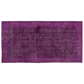 

Handmade Fuchsia Vintage Overdyed Turkish Area Rug 134x265 Cm-4'5''X8'8''