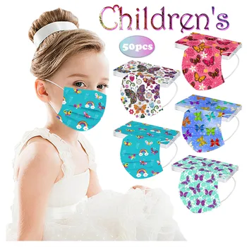 

Disposable Face Mask Kids Chic Butterfly Multi Printed Protective Masks Child Dustproof 3-Ply Breathable Non Woven Masque Enfant