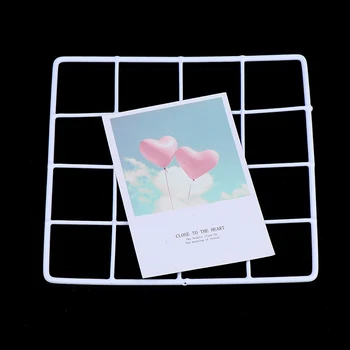 

Multi-Function Iron Metal Grid Decor Photo Frame Wall Art Display Photos Pictures Mesh Storage Shelf Organizer Rack Home Decor