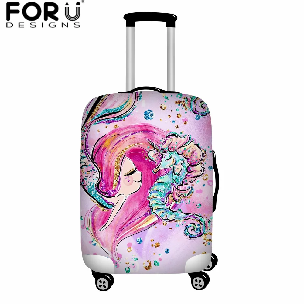 FORUDESIGNS/Детские аксессуары для путешествий, эластичный Чехол для багажа с рисунком русалки, Kawaii Suicase, пылезащитный чехол для 18-32 дюймов - Цвет: YY1656M