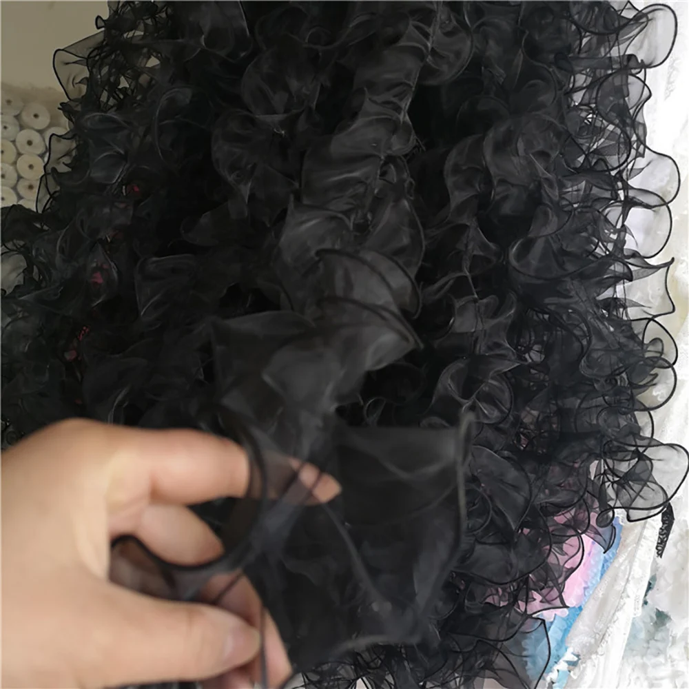Lychee Life черная гофрированная кружевная отделка белая кружевная лента с вышивкой для кукольного платья рукоделие материалы для украшения платья