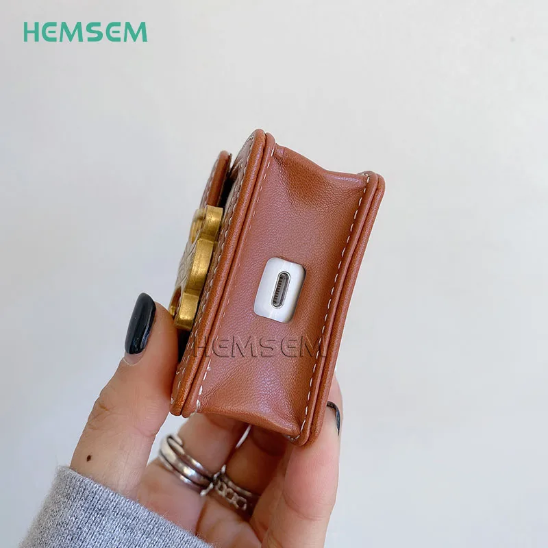 Brand Square Mini Bag Leather Metal Chain Earphone Case For AirPods Por Air Pods2 iPods 3 Cover Phone Accessories Headphone Bag