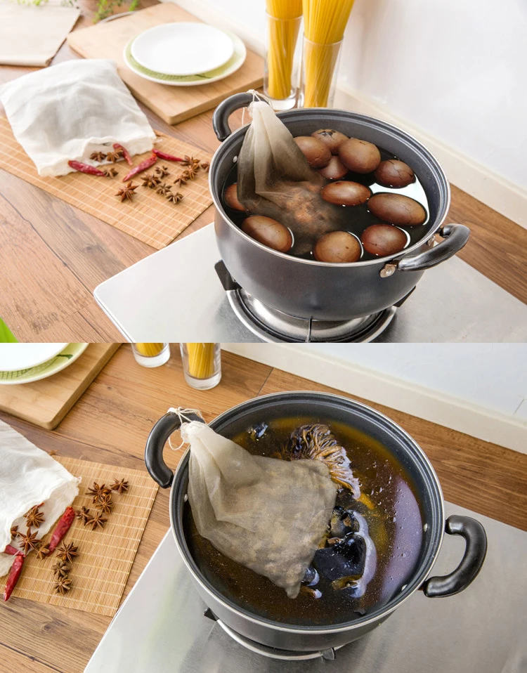 100 шт хлопковый муслиновый шнурок в пакетиках, растягивающий чай для приготовления пищи, отдельный фильтр для специй
