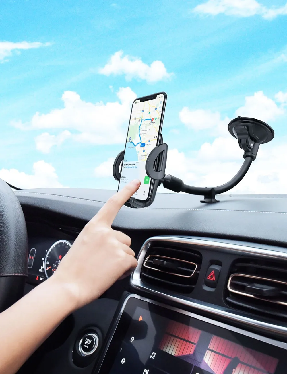 Mpow CA073 Car Phone Holder Windshield Phone Mount With Suction Cup 360-degrees Rotatable Head For iPhone XR Xs Max  Huawei P30 (5)