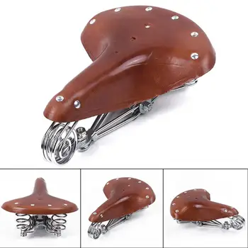 

Vintage Genuine Leather Bicycle Saddle Seat Comfortable Riding Cushions Bike Saddle Bicycle Parts Replacement Brown Vintage Seat
