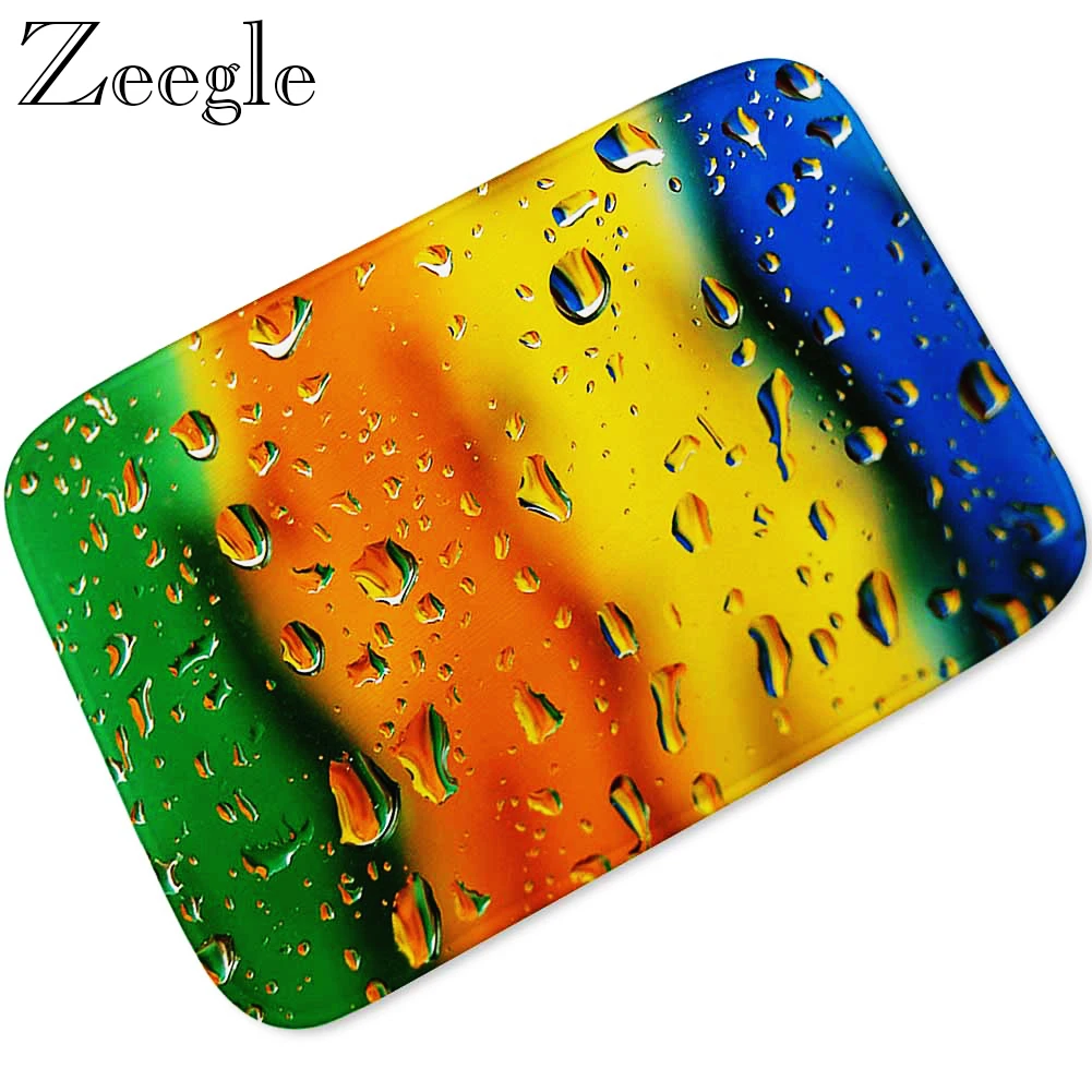 Zeegle Summer Outdoor Doormat Anti-slip Hallway Rug Outdoor Carpet Kitchen Floor Mat Absorbent Bathroom Carpet Living Room Rug