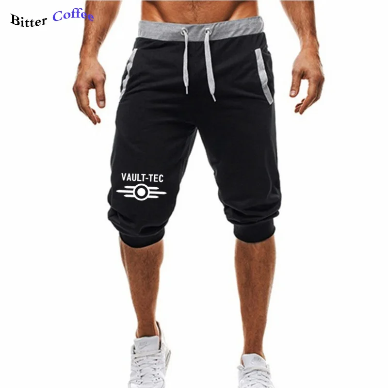 

2019 Summer New Men shorts Sets Vault Tec logo Gaming Video Game Fallout 2 3 4 shorts Male Casual Cotton Apparel